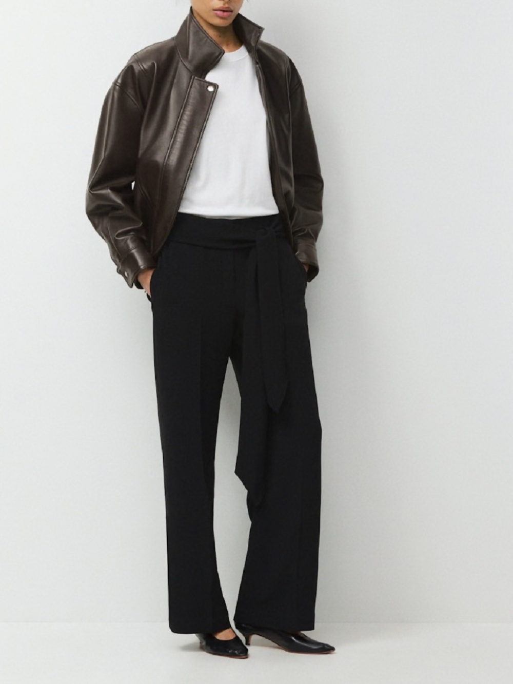 Aritzia Babaton Tie-Front Pants Black Size 2 Crepe High Waisted Dress Trousers